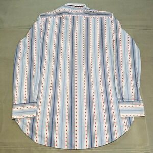 Etro Milano Men Blue Dress Shirt 40/MED Blue Stripe Texture Geometric Italy-XXXX